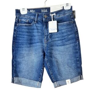 NWT a.n.a High Rise Denim Bermuda Shorts Dark Wash Size 2 Casual Summer